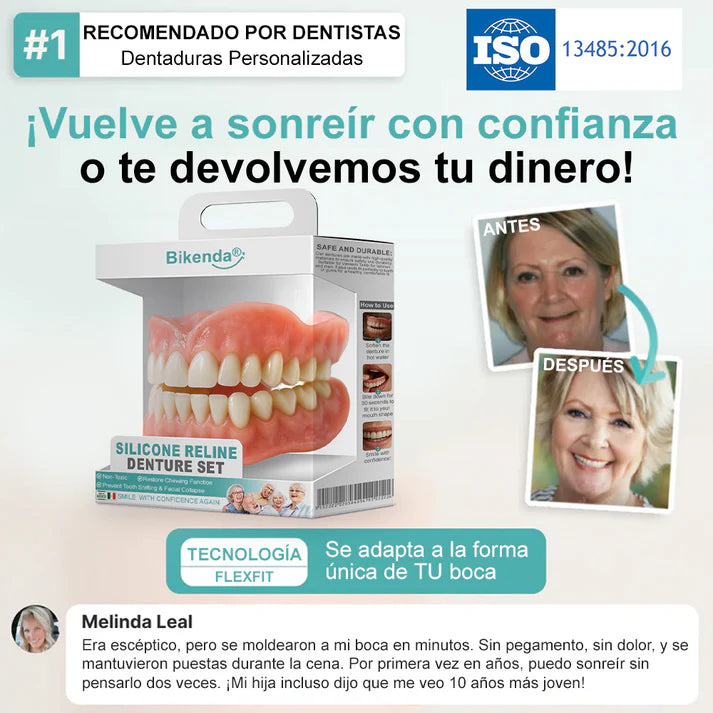 CONJUNTO COMPLETO DE DENTADURAS PERSONALIZADAS CON AJUSTE  - BIKENDA