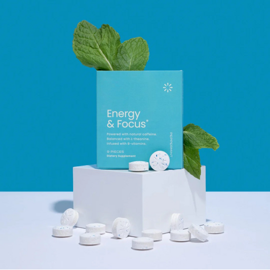 Chicles Cafeína Nootrópicos para la energía y la concentración - Sin azúcar, con L-teanina, cafeína, vitamina B12 y vitamina B6 | Sabor menta