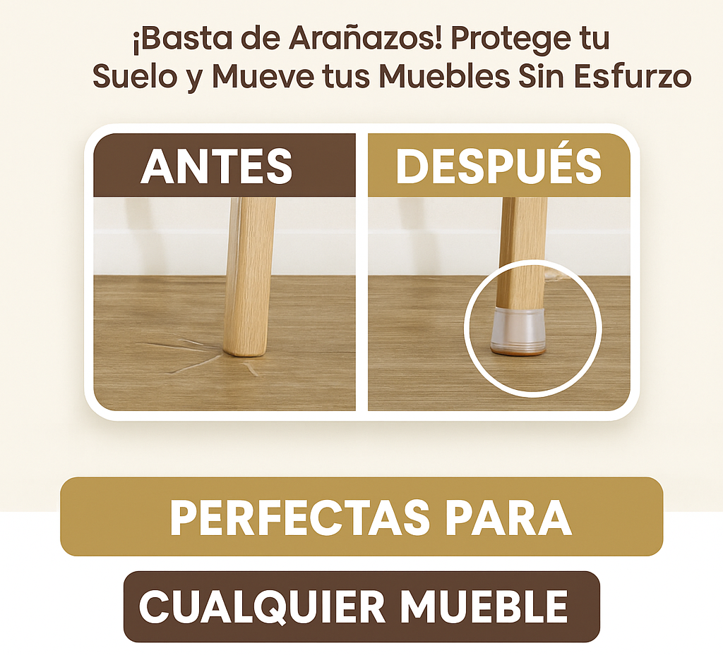 MOVEFLEX™ – FUNDA DE SILICONA PARA PATAS DE MUEBLES (PROTEJA CONTRA ARAÑAZOS Y RUIDOS)