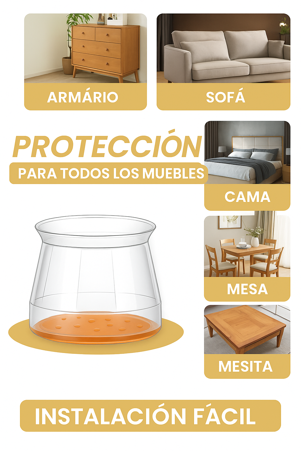 MOVEFLEX™ – FUNDA DE SILICONA PARA PATAS DE MUEBLES (PROTEJA CONTRA ARAÑAZOS Y RUIDOS)