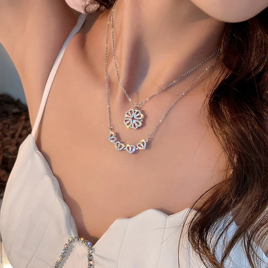 Collar Trébol de Corazones con Imán - MARYLIN™