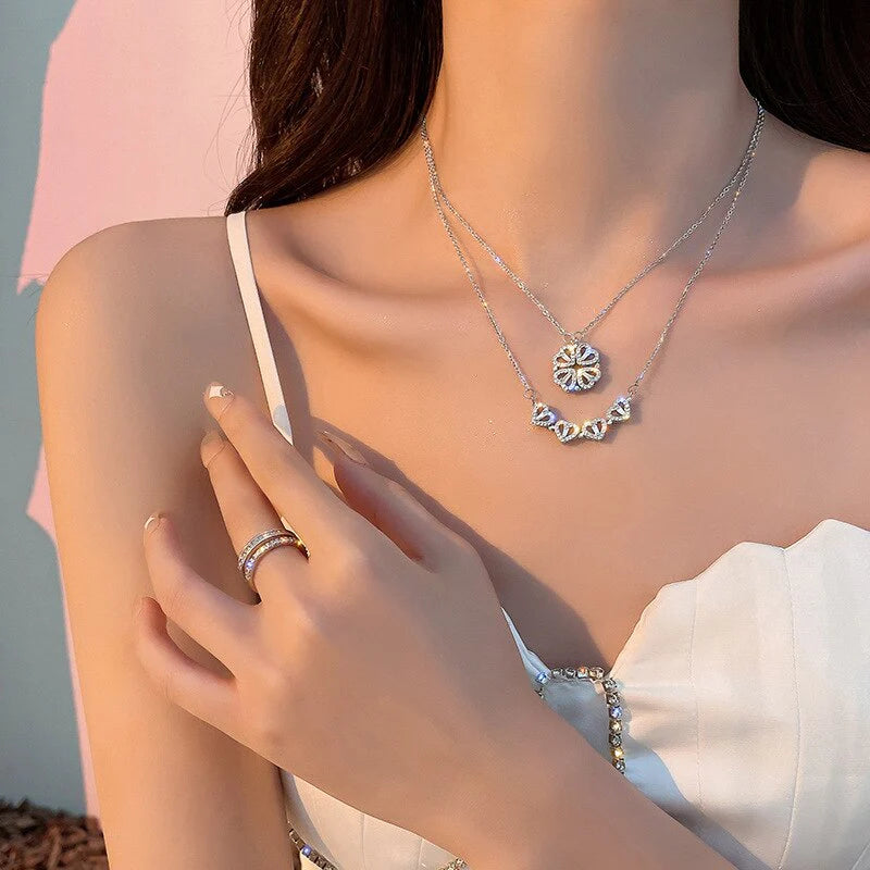 Collar Trébol de Corazones con Imán - MARYLIN™