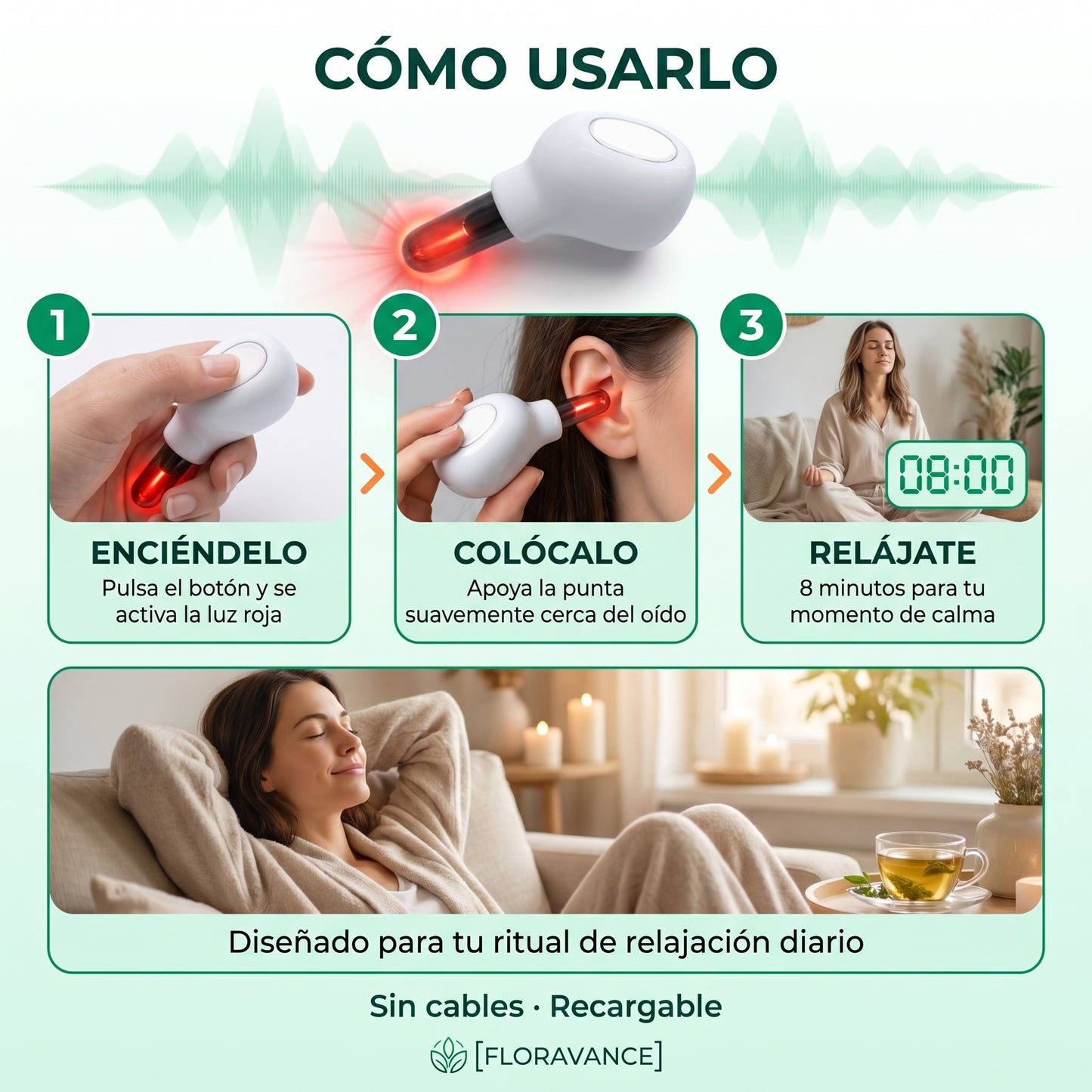 Dispositivo Recargable de Terapia de Luz Roja para el Tinnitus - LUMEX™