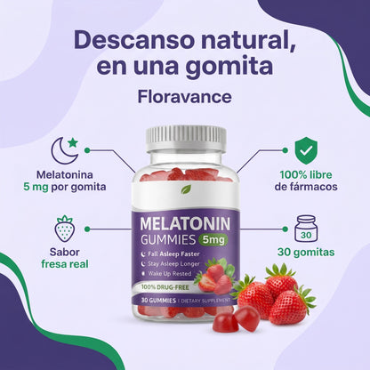 Gomitas de Melatonina Sabor Fresa para el Sueño Profundo pack 30ud - SOMNIA™