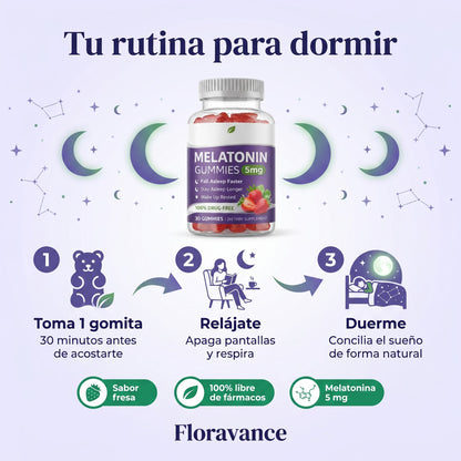 Gomitas de Melatonina Sabor Fresa para el Sueño Profundo pack 30ud - SOMNIA™