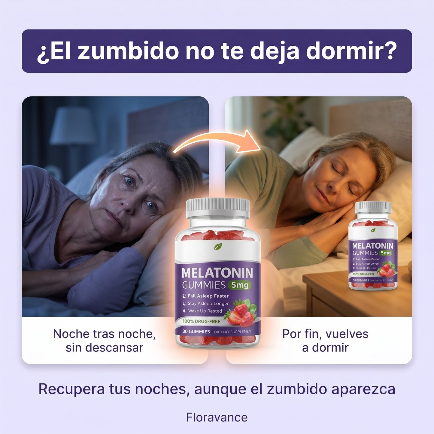 Gomitas de Melatonina Sabor Fresa para el Sueño Profundo pack 30ud - SOMNIA™