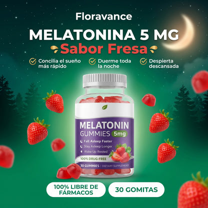 Gomitas de Melatonina Sabor Fresa para el Sueño Profundo pack 30ud - SOMNIA™