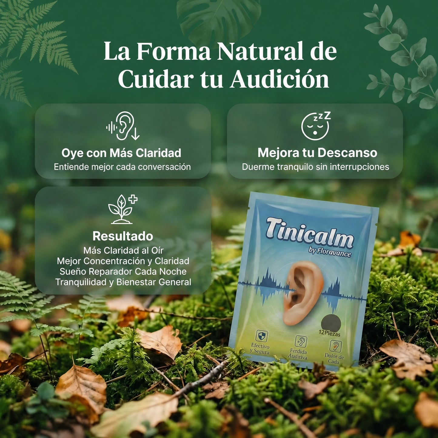 Parches Herbales para Salud Auditiva y Mejora de Audición pack 12 UD - TINICALM
